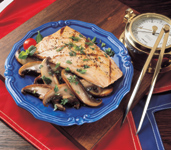 Grilled Salmon with Portabellas & Ginger Vinaigrette 