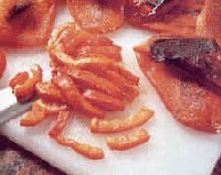 Slicing Roasted Bell Peppers