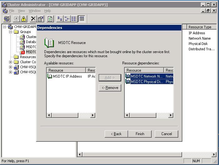 MS DTC Cluster Configuration - DTC Dependencies