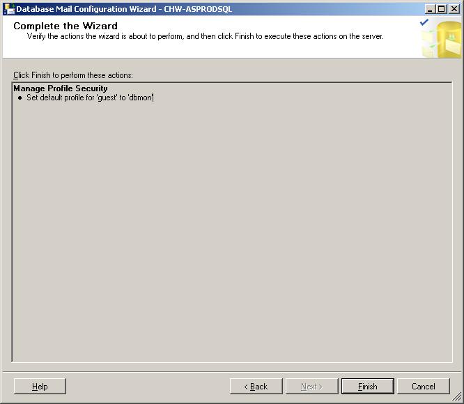 Database Mail set default profile finish